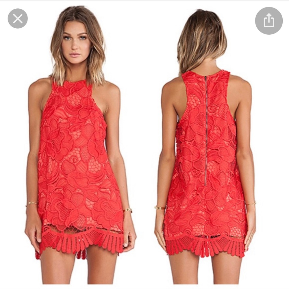 Lovers & Friends red crochet lace dress